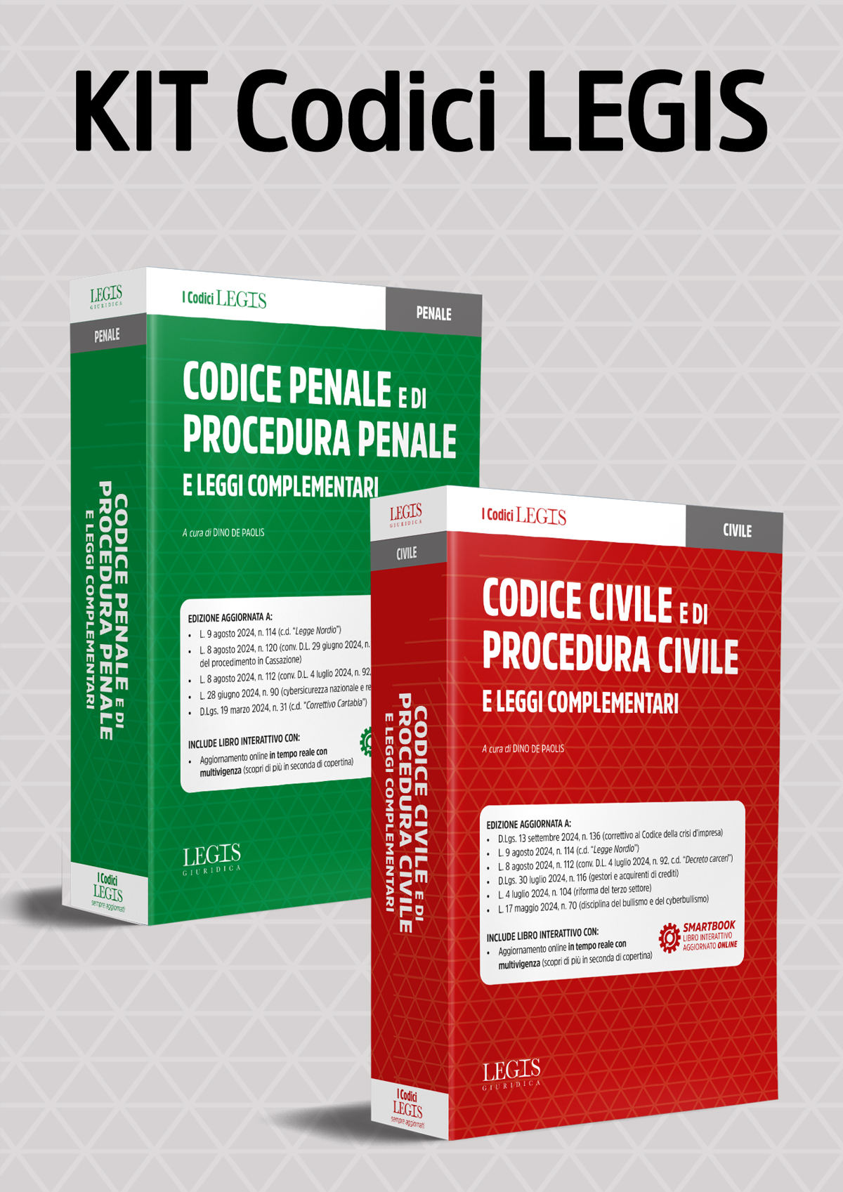 KIT Codici LEGIS (Codice civile e procedura, Codice penale e procedura, Leggi complementari) – Ed. 10/2024 con aggiornamento interattivo online